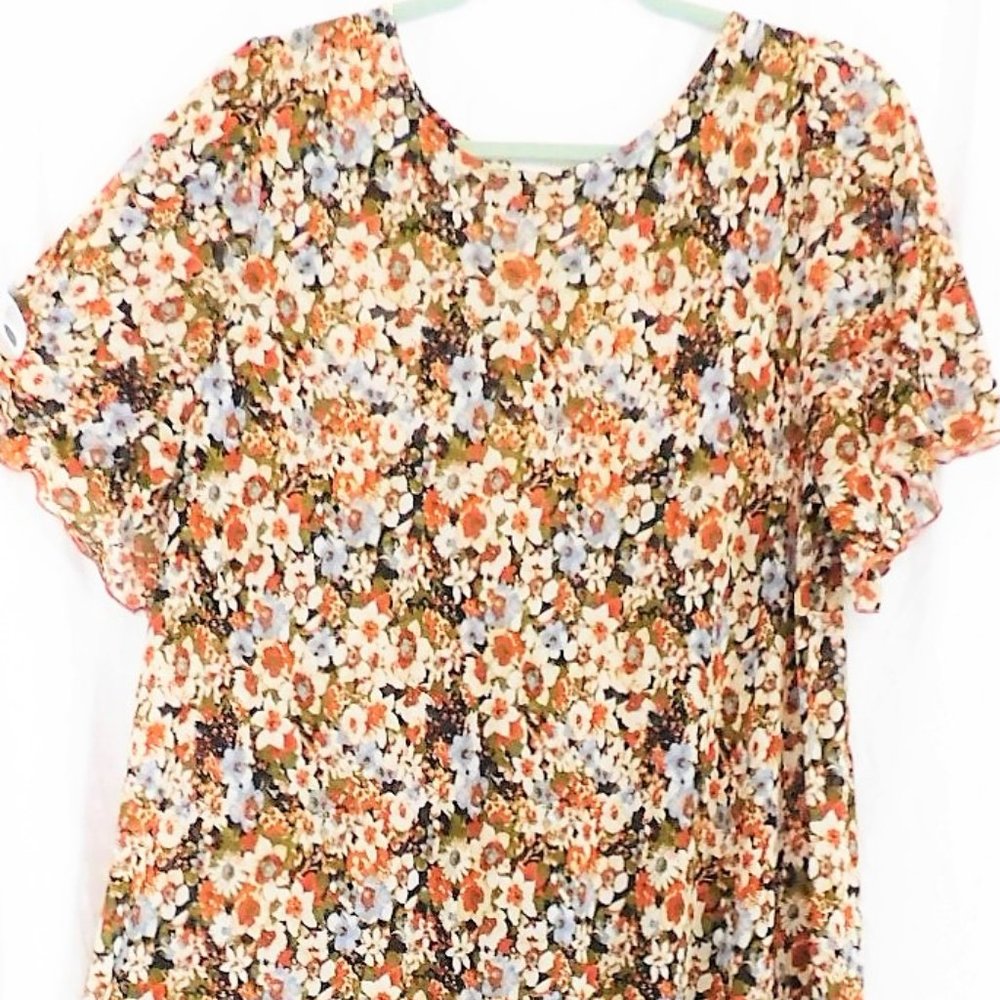 CATO MAXI FLORAL DRESS WITH RUFFLE BOTTOM PLUS SIZE 22-24W